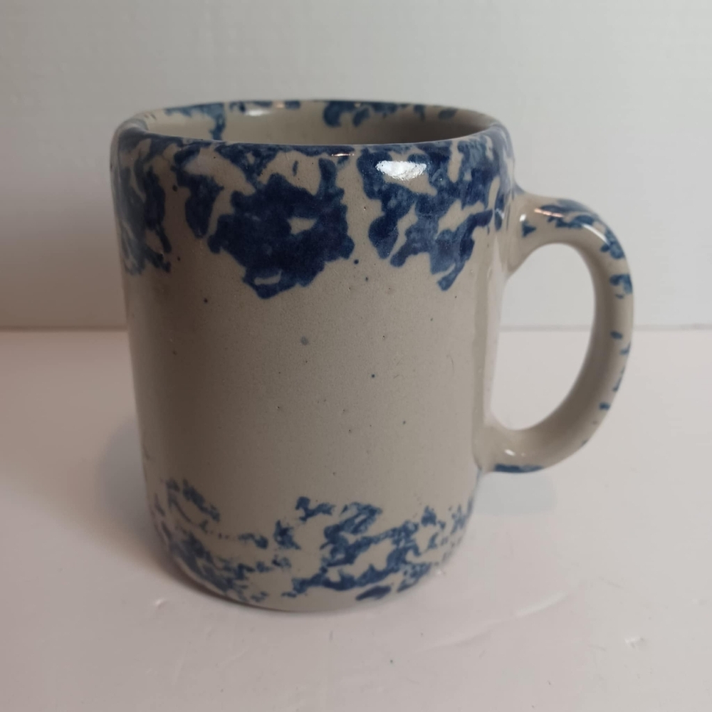 "Heart" My Soldier Ceramic Stoneware Coffee Mug Blue Speckled Handmade Signed - Picture 3 of 6